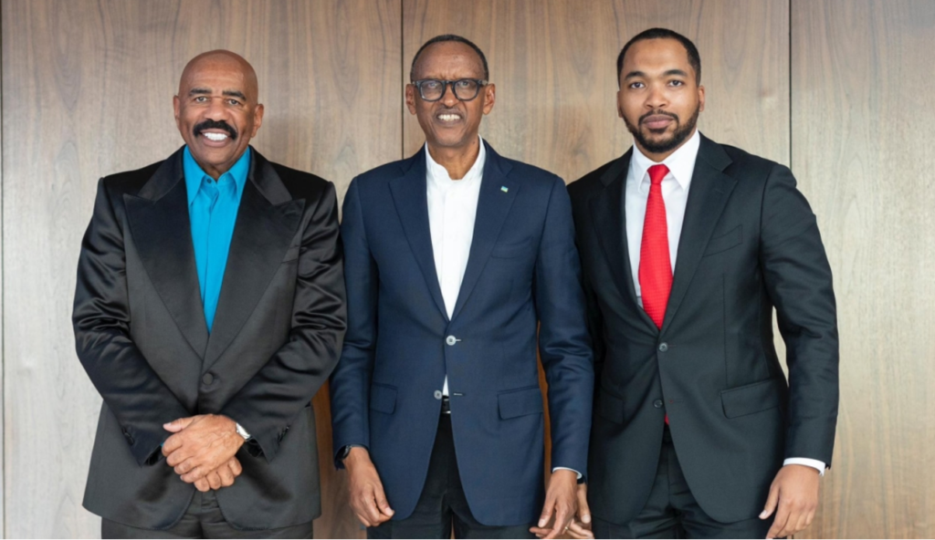 Steve Harvey Meets President Kagame to Discuss Investment and Entertainment Ventures