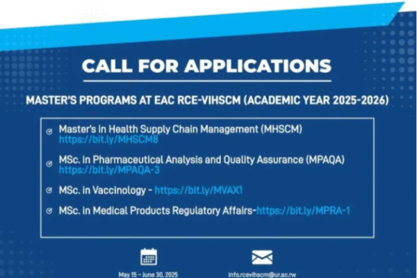 Call for Applications: Master’s Programmes at the University of Rwanda’s Regional Centre of Excellence
