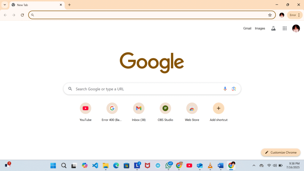 Showing how to register step by step Web browser