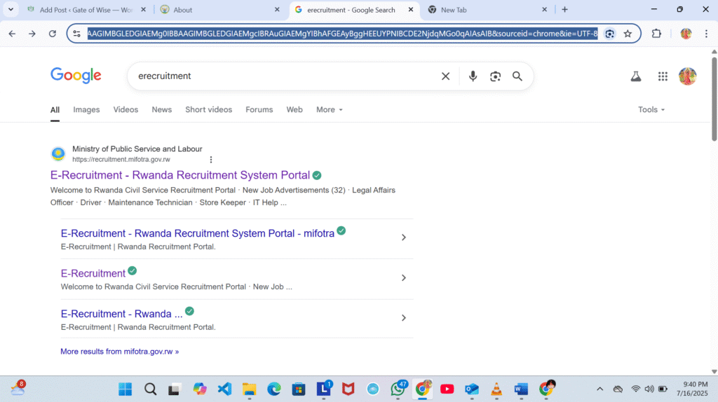 Showing google results Google search result