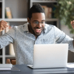 Happy man gets a job