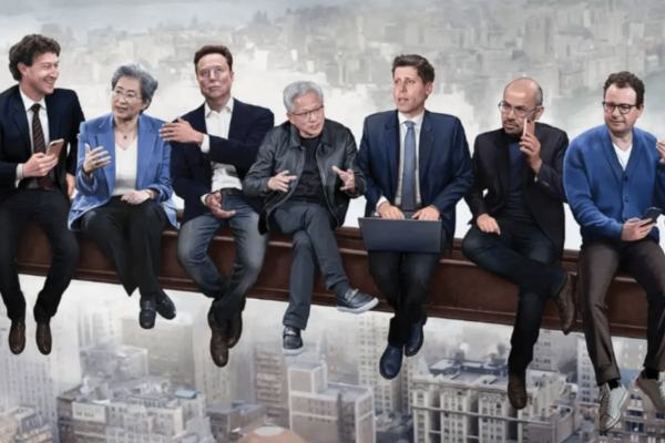 Illustration showing artificial intelligence tools supporting students and teachers in a modern digital learning environment.