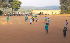Children in Gisagara District participating in school sports programs after returning to school