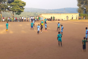 Children in Gisagara District participating in school sports programs after returning to school