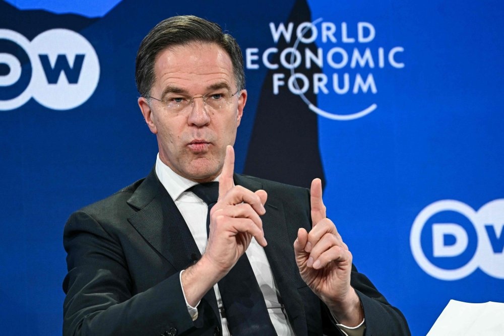 NATO Secretary General Mark Rutte speaking at the World Economic Forum in Davos