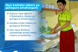 Rwandan health workers educating families on food hygiene and disease prevention