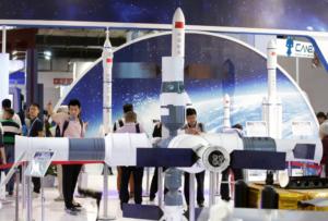 Illustration of space-based data centers orbiting Earth using solar energy