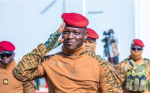 Burkina Faso military leader Ibrahim Traoré during a public address amid coup plot allegations