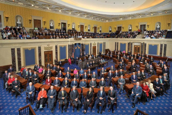 US Capitol building as the Senate advances a resolution to limit presidential military powers on Venezuela
