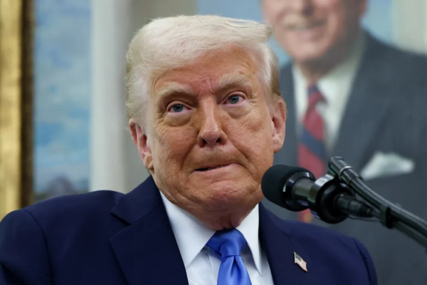 US President Donald Trump speaking about plans to increase the United States military budget to $1.5 trillion by 2027