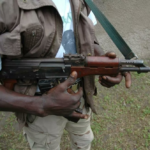 Security forces patrol an area in Niger State after gunmen killed dozens of civilians in a market attack