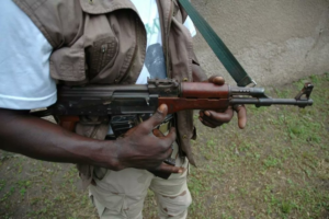 Security forces patrol an area in Niger State after gunmen killed dozens of civilians in a market attack