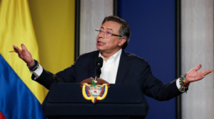Colombian President Gustavo Petro speaks after warning the United States over arrest threats similar to Venezuela’s Maduro
