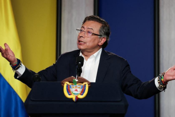 Colombian President Gustavo Petro speaks after warning the United States over arrest threats similar to Venezuela’s Maduro