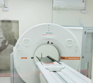 Doctors operating advanced medical equipment at the University Teaching Hospital of Butare in Rwanda