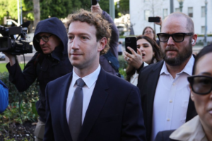 Meta CEO Mark Zuckerberg speaking in court during a lawsuit over Instagram and Facebook’s impact on children’s mental health.