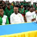 Rwandan women participating in an environmental conservation meeting in Southern Province