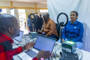 Citizens registering biometric data for Rwanda’s e-Ndangamuntu digital ID project.